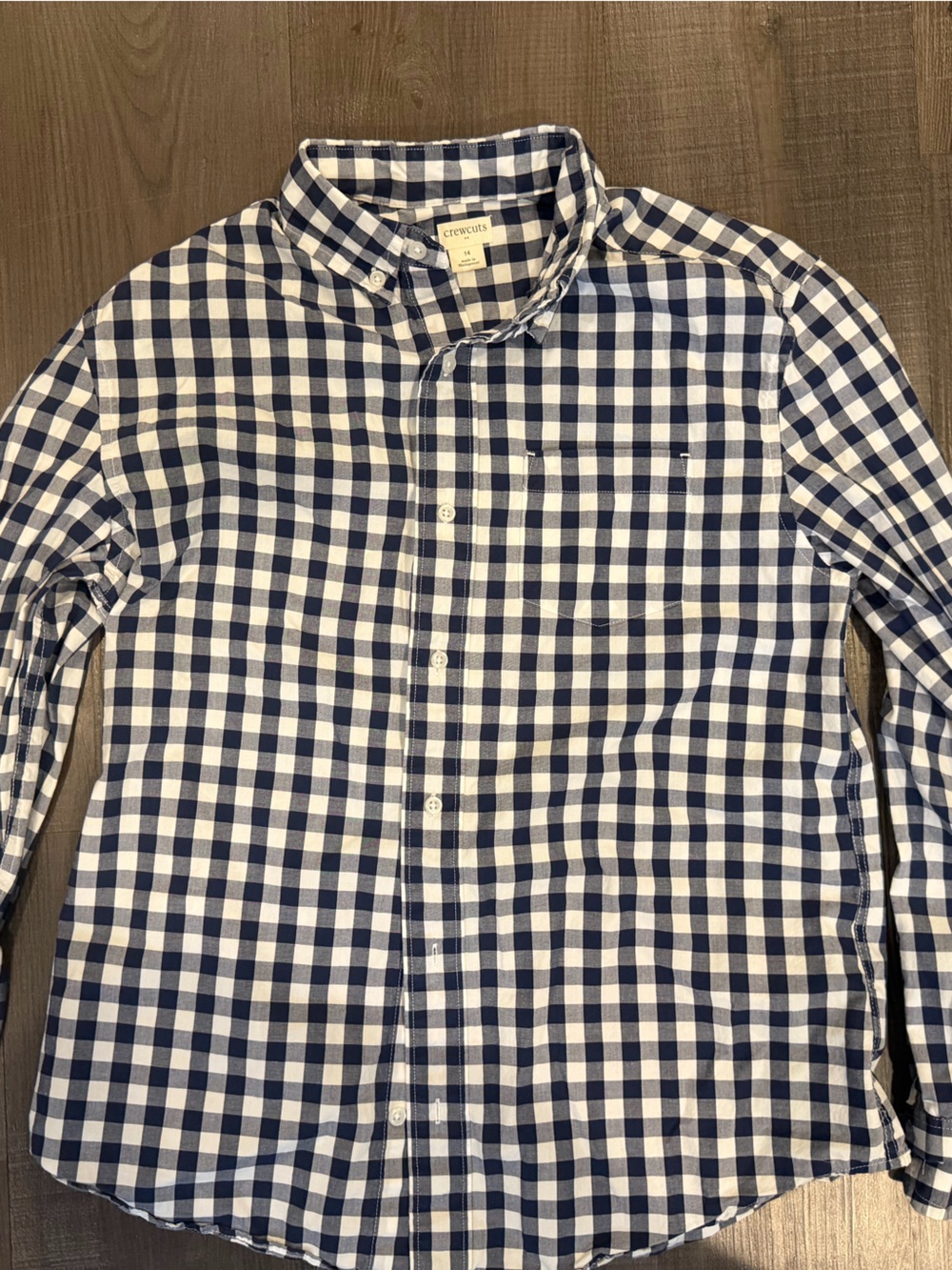 Crewcuts Navy and White Gingham Button-Down Shirt